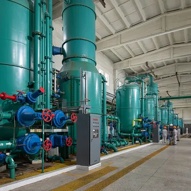 Interior of a manufacturing plant with pipes